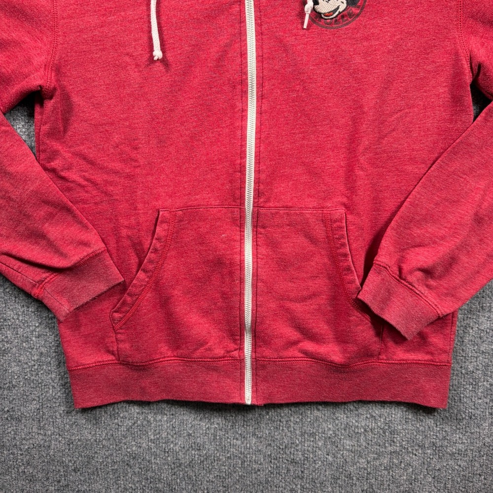 Disney Parks Red Car Trolley Hoodie Mens Medium Mickey Mouse Zip Up Buena Vista - Picture 2 of 13